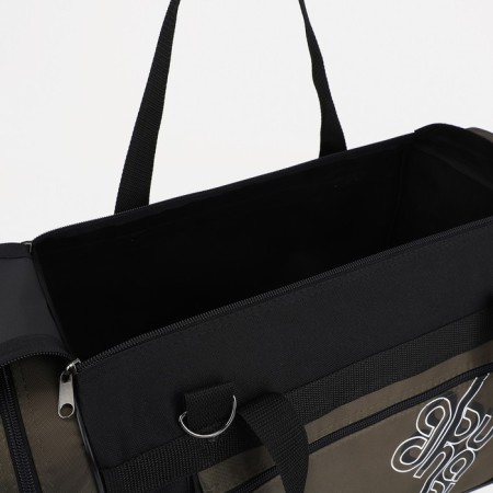 Road bag, 3 parts on zippers, external pocket, long belt, black color/hucky-2