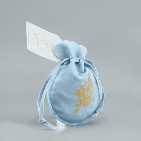 Sucker bag "flowers", blue, embossing, 9 × 12 cm-1
