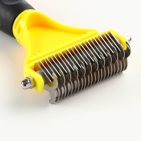 Tool for stripping double-sided with frequent teeth, 23 x 12 cm, black and yellow-1