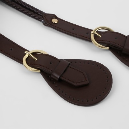 Handle for bags, cords, 60 × 1.8 cm, with sewing loops 5.8 cm, brown color/gold-2