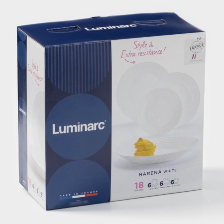 Luminarc Harena table service, 18 items, d = 25/23.5/19 cm, glass ceramics, white-4