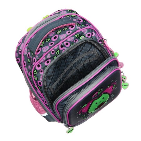 School backpack 40 x 33 x 15 cm, ergonomic back, Across 410, gray/pink ACR23-410-1-8
