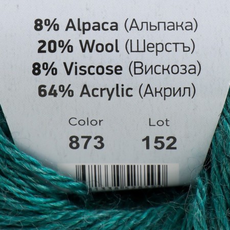 Yarn "Milano" 8%alpaca, 20%wool, 8%viscose, 64%acrylic 130m/50g (873 emerald)-3