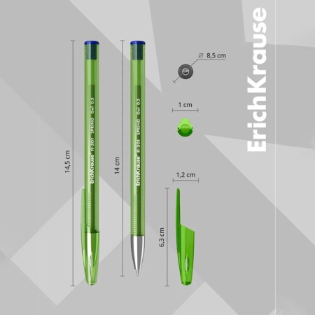 Gel pen Erichkrause R-301 Spring Gel Stick, blue ink, node 0.5 mm, letter line 600 meters-3