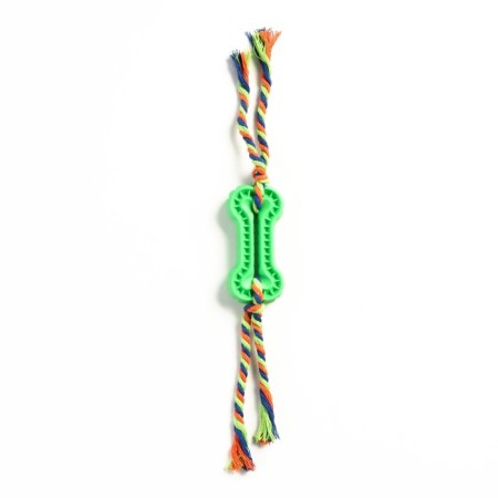 Chewing toy with rope, 11 x 5.5 cm, green-1