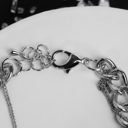 Bracelet Metal “Chain” Two threads cross, color silver, 17 cm-2