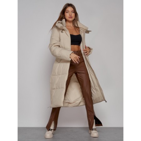 Coat insulated winter female, size 42, beige color-2