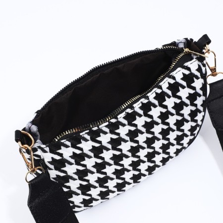 Bag Women's Cross-Bodi with a zipper, black/white color-8