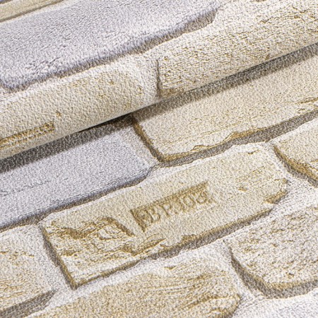 Paper bricks of bricks 301-07, 0.53x10.05m, beige/brown/gray-3
