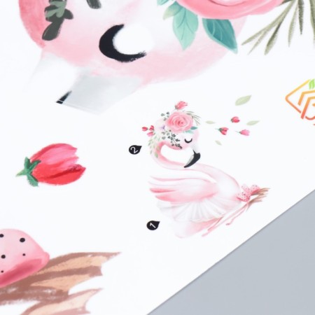 Sticking plastic interior color "flamingos in a ballet pack with flowers" 30x60 cm-2