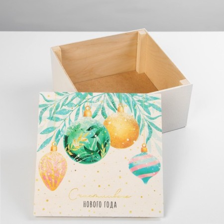 Wooden box "Christmas tree toys", 20 × 20 × 10 cm-5