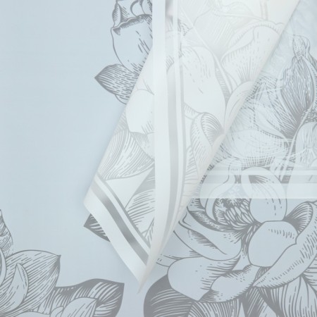 Flower film, "Flowers with a border", white, 57x57 cm