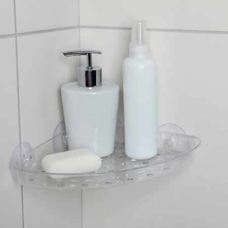 Shelf in the bathroom corner on suction cups Bath Collection, 24 × 19 × 3 cm, color mix