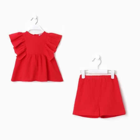 Kit for girls (blouse, shorts) minku red color, height 116-6