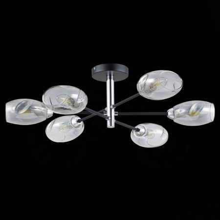 Ceiling EVOLUCE lamp. Sle155512-06. Gloa. 6x40 watts, E14, 68x68x22 cm, black color, chrome-3