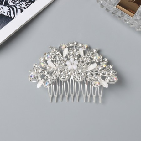 Hair crest "Judy" Flower, 8x6 cm, silver