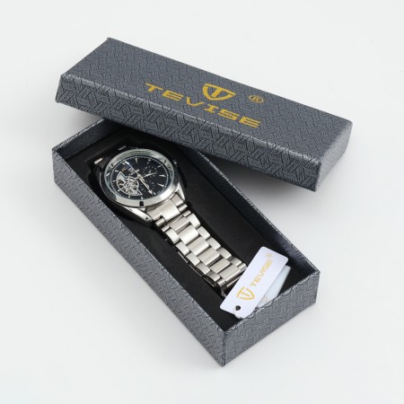 Men's masculine watch, D-4.2 cm, with a chronograph, 3 atm, luminous, black-1