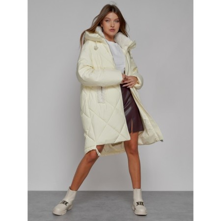 Coat insulated winter female, size 46, color light yellow-12