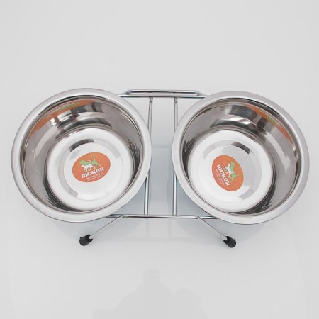 A set of 2 colored bowls on a stand, 2 x 450 ml-1
