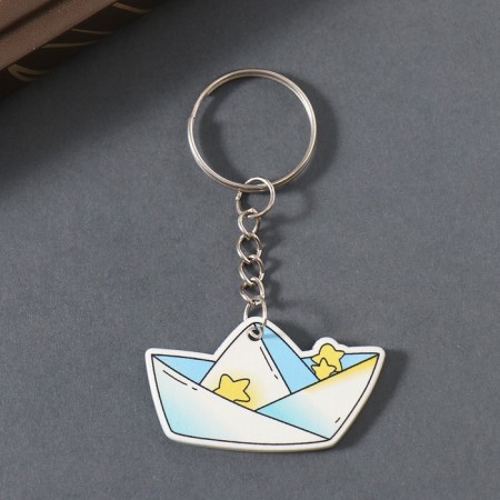 Acryl keychain bilateral "paper boat" shine 3.4x2.9x0.2 cm-2