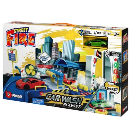 Set of playing interactive bburago "car wash", with a machine, with light and sound, 1:43-3