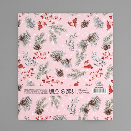 Folding Gift Box "New Year's Botanika", 20 x 18 x 5 cm, without tape, New Year-4