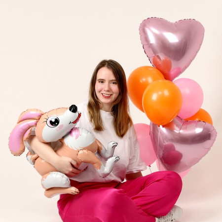 A set of balls "Bunny and heart", latex, foil set 10 pcs.-2