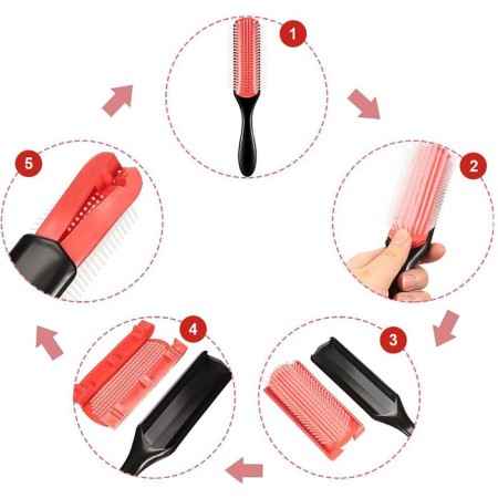 Massage comb, 4.5 × 19 cm, black/pink color-4