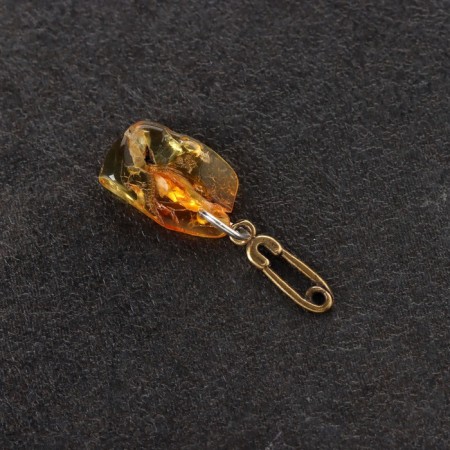 Talisman keychain "Bulavka", brass, amber-1