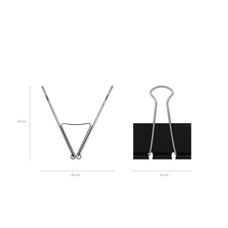 A set of paper clamps 32 mm, 12 pieces, in a cardboard box, black, Erich Krause-1