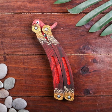 Wooden souvenir "Butterfly knife" red granite-2