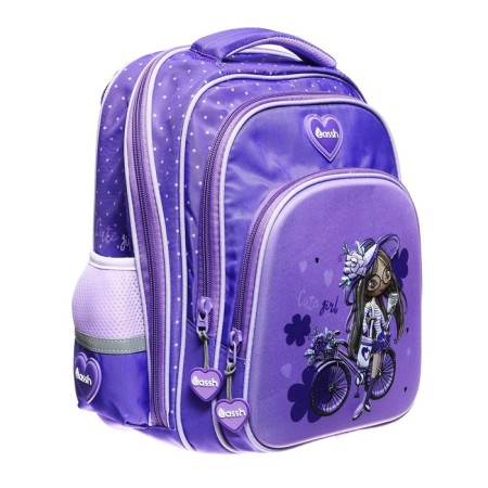 School backpack 37 x 28 x 13 cm, ergonomic back, Across 230, purple CS23-230-4-1