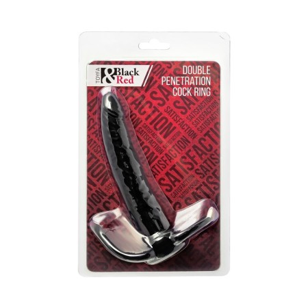 Black & red toyfa double penetration for double penetration, 16.5 cm, silicone, black color-9