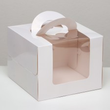 Box under the bento-port with a window, white, 18 x 18 x 14 cm