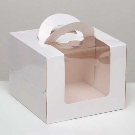 Box under the bento-port with a window, white, 18 x 18 x 14 cm