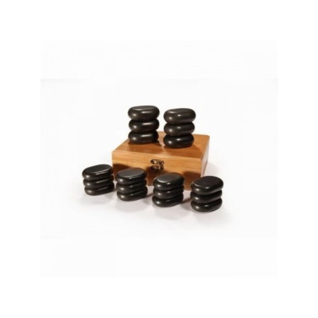 A set of basalt stones: 6-large oval flat, 12-medium oval flat-1