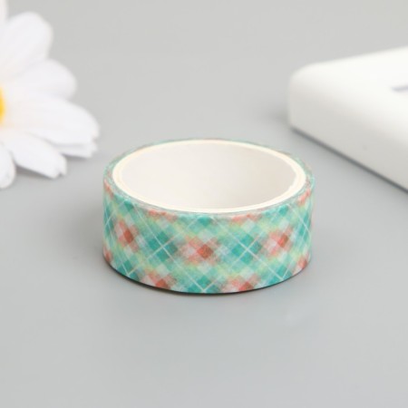 Adhesive tape Paper "Green Cage" Width 1; 1.5 cm winding 3 m set 8 pcs-2