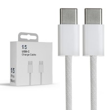 Type-C cable-Type-C, 3 A, 60 W, 1 m, data transfer, braid fabric, white