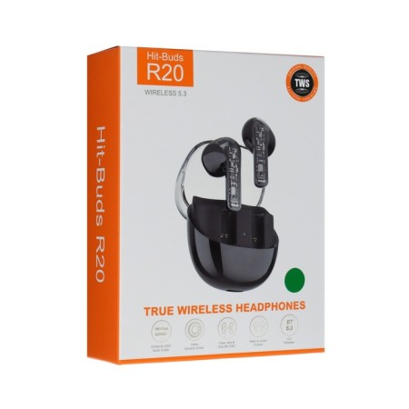 Wireless headphones R20, TWS, inserts, BT 5.3, 30/200 mAh, noise reduction, green-7