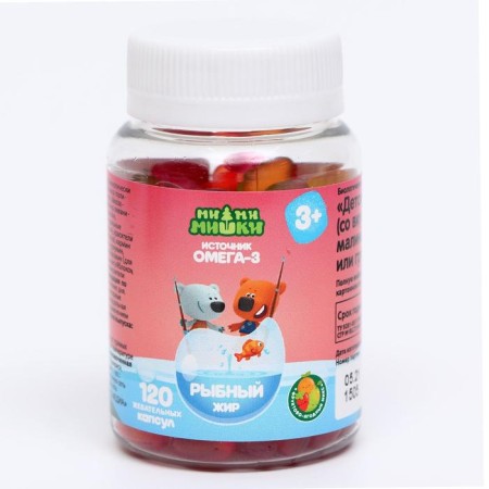 Fish fat children's mi-mi-Mimi fruit-berry mix, 120 chewing capsules of 400 mg-1
