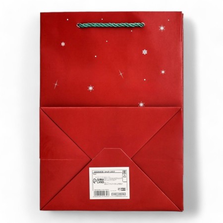 Laminated package, with the New Year window, 25 x 18 x 13 cm, red-1