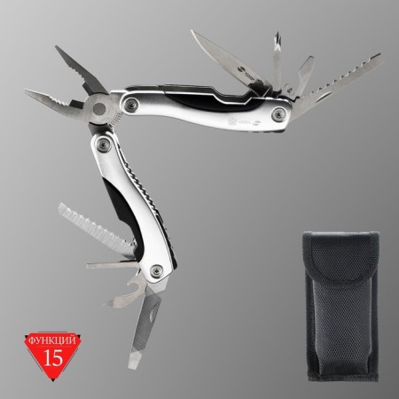 Stinger multitule with a nylon cover, 15 functions, steel, aluminum, silver