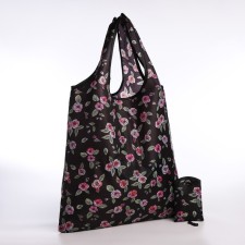 Household bag without fastening, black/pink color