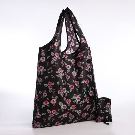 Household bag without fastening, black/pink color
