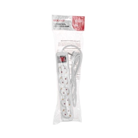 Extension cord Standard 5 nests, 1.5m, 3x1.0mm², s/h, with a switch, white rexant-5
