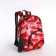 A backpack with a zipper, the color is red/pink