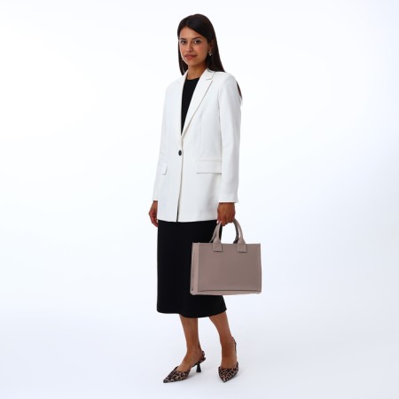 Female bag Textura, tout, medium size, beige color-10