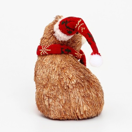 Decorative souvenir from natural materials “Bear in a scarf and cap” 15 × 17 × 20 cm-4