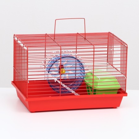 Rodent cell, equipped, 36 x 24 x 27 cm, red