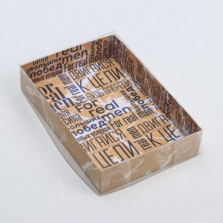 Confectionery packaging, Makarun box with PVC cover, For Real Man, 12 x 17 x 3 cm-1